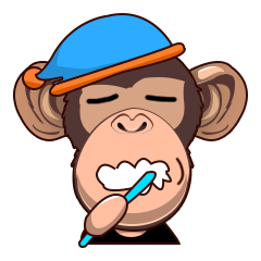 刷牙的胖小猴表情图片